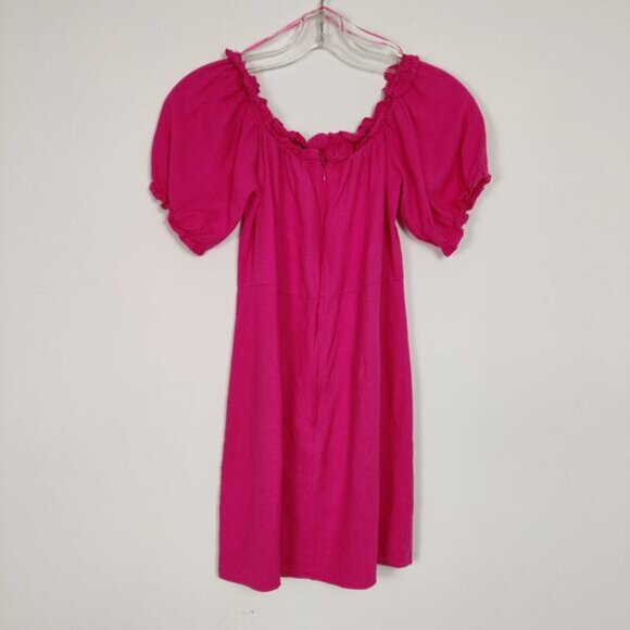 Dynamite Women's Dress Size L Pink Linen Rayon Barbiecore Summer Beach Stylish - Picture 5 of 9